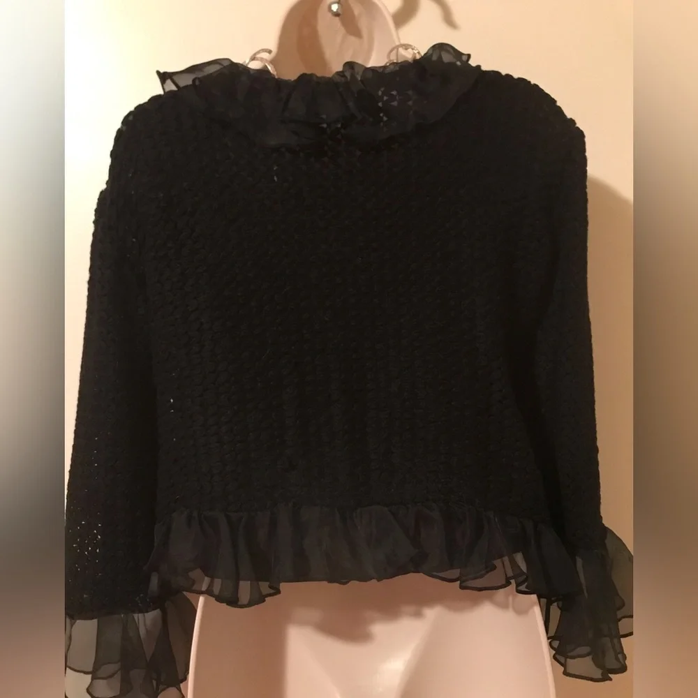 Armani Collezioni, Size 10, Black Ruffle Blouse - Picture 4 of 4